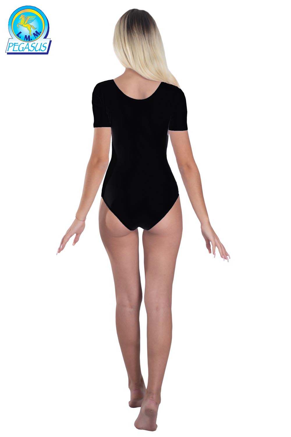 BODY DANZA IN LYCRA MEZZA MANICA NERO DONNA